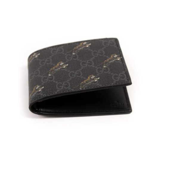 GUCCI Gg Black Men's Coin Wallet With Tiger Print NEW IN BOX WITH DUST BAG - Picture 2 of 5